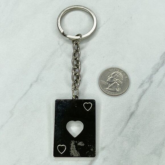 Nine & Company Silver Tone Open Heart Keychain Keyring - Picture 6 of 7